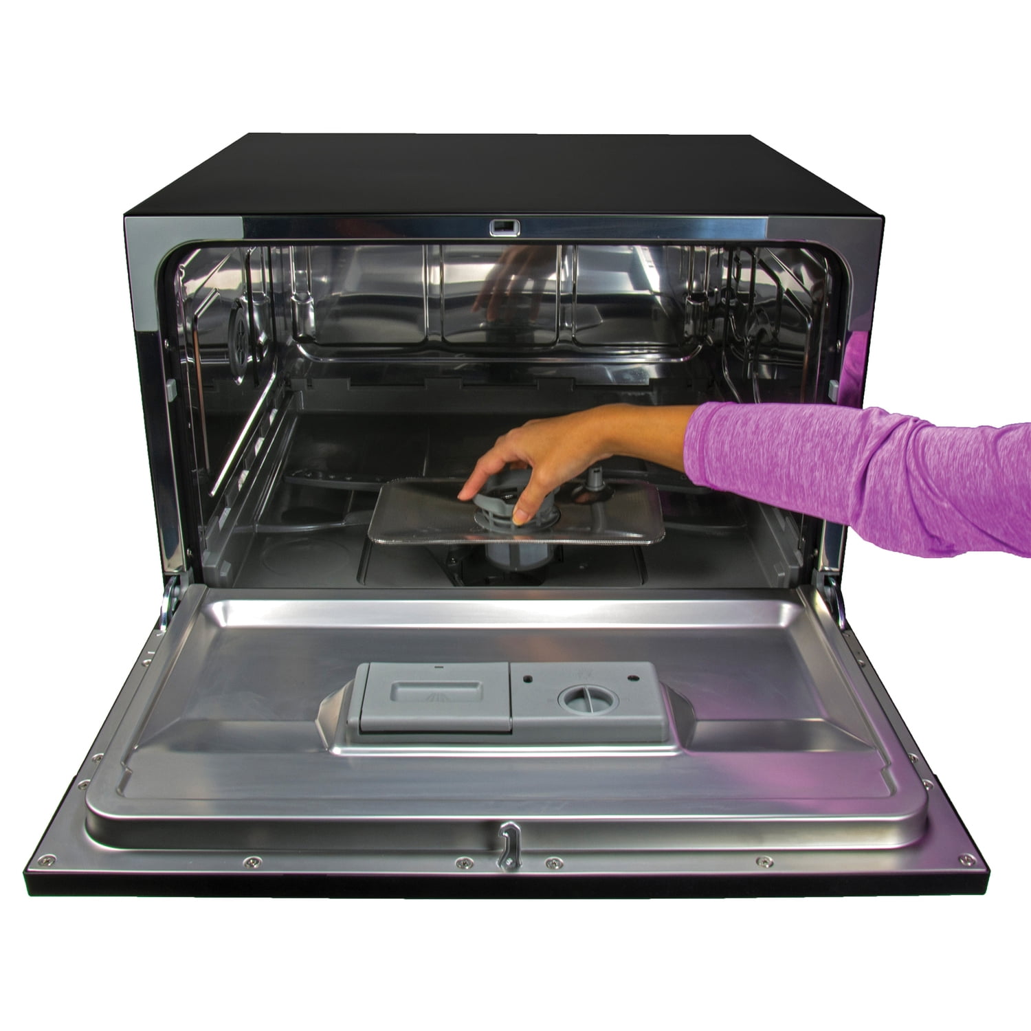 Magic Chef MCSCD6B5 6-Place-Settings 680-Watt AC Countertop Dishwasher, Black - 1