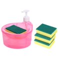 thumbnail image 4 of Soap Dispenser and Sponge Holder, Liquid Pump Bottle Sponge Included ,Multifunctional ,Soap Dispensing Dish Brush Sink Countertop Organizer Rose Red, 4 of 8