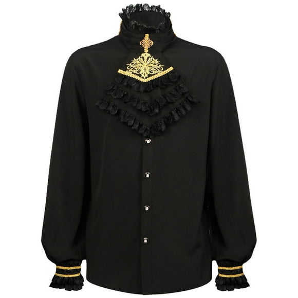 EQWLJWE Summer Saving Clearance ! Men Gothic Pullover Long Sleeve Ruffled Renaissance Shirt Steampunk Trumpet Sleeve Top Medieval Costume Clothing Autumn Long Sleeve Top for Man