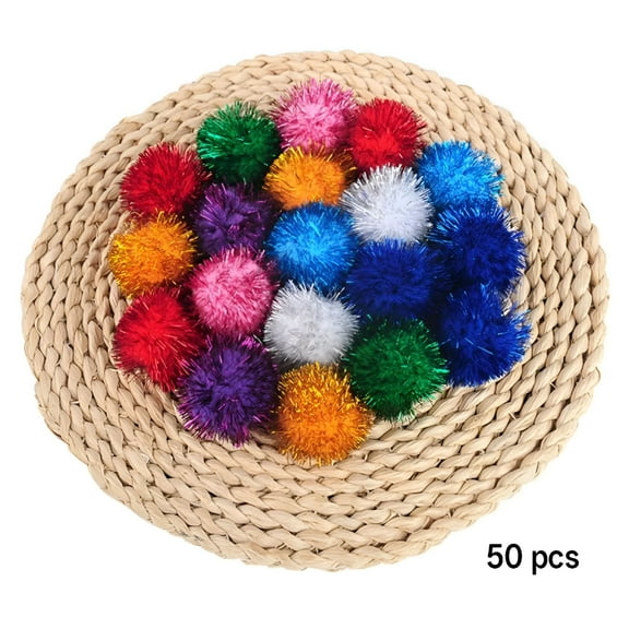 BESTSKY 50Pcs 1.38" Sparkle Ball Cat Toy Interactive Balls Multicolor for Kittens Exercise and Multiple Cats Play