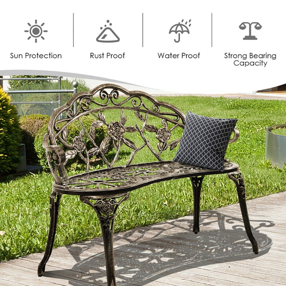 Aimee Lii Aluminum Patio Outdoor Garden Bench Chair Loveseat Cast, Outdoor Patio Furniture, Bronze Aimee Lii Aluminum Patio Outdoor Garden Bench Chair Loveseat Cast, Outdoor Patio Furniture, Bronze