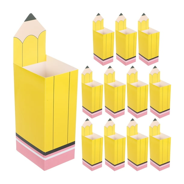 Cajas de lápices para dulces de regreso a clases: 12 cajas de palomitas de maíz, cajas de recuerdos de fiesta, cajas de golosinas de bienvenida de regreso a clases para agradecimientos, decoraciones