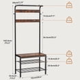 thumbnail image 3 of Gianna Hall Tree with Shoe Bench and Coat Rack, Entryway Bench with Shoe Storage and Hooks, 4-in-1 Coat and Shoe Rack for Entryway, Mudroom Storage Organizer with Shelves，Brown, 3 of 7