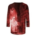 thumbnail image 5 of VKOYWKM Women Tops Halloween 3/4 Sleeve T-Shirts Halloween Graphic Casual Crew Neck Fall Tunic Top, 5 of 6