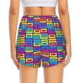 thumbnail image 2 of Lsque Cassette Tapes Printed Women's Running Shorts with Liner Pockets,Elastic Quick Dry Workout Athletic Gym Yoga Shorts,Womens High Waist Shorts-Medium, 2 of 9