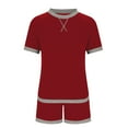 thumbnail image 5 of VISALY Pajama Short Sets Women 2 Piece Sets for Women Summer, Women's Comfortable Casual Home Wear Round Neck T-Shirt Shorts Pajamas Set, Cotton Pajamas Set Pijama Algodón Mujer, Red,XL, 5 of 6
