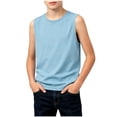 thumbnail image 3 of justHIGH Boys Cotton Tank Tops Kids Summer Sleeveless T-Shirts Casual Loose Fit Crew Neck Shirts Plain Basic Tees 3-14 Years Sky Blue,9-10 Years, 3 of 7