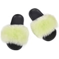 thumbnail image 1 of Women Fur Slides Sandal with Soft Furry Faux Fox Fur Lovely House Outdoor Slippers for Ladies Multicolor, 1 of 3