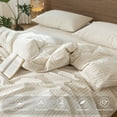 thumbnail image 5 of MooMee Striped Duvet Cover Set Cal-King 100% Washed Cotton Linen Like Textured Breathable 3-Piece (Almond Milk Grey& White Classic Stripes), 5 of 8