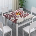 thumbnail image 3 of Red and Gray Floral Pattern Square Fitted Tablecloth with Elastic Edge,Square Table Cover,Washable Elastic Table Cover for Home Kitchen Party Decor 34"x34", 3 of 6
