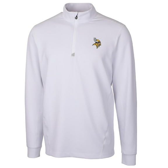 Men's Cutter & Buck White Minnesota Vikings Traverse Quarter-Zip Pullover Jacket