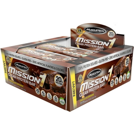 MuscleTech mission1 Bars - Boîte de 12 chocolat au beurre d'arachide (barres de protéines)