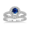 thumbnail image 2 of 1.5 Carat Sapphire and Diamond Antique Floral Halo Bridal set in 14k White Gold affordable sapphire & diamond engagement ring, 2 of 2