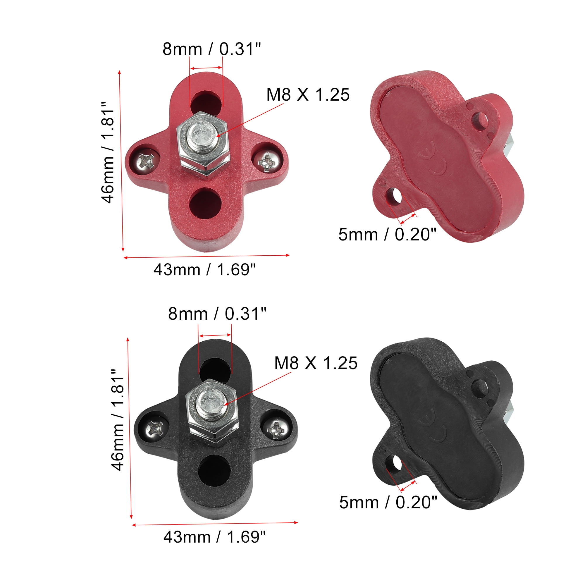 Unique Bargains Bus Bar Junction Block M8 Positive Terminal Stud Distribution Block