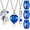 blue, variant on Cremation Urn Necklace for Ashes, Cremation Jewelry Set with Small Urns for Human and Pet Ashes, Family Keepsake Urn Necklace Set
