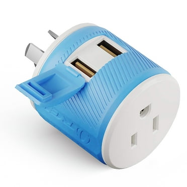 Australia, New Zealand Travel Adapter - 3 In 1 - 2 USB - Type I - Compact Design (U2U-16)