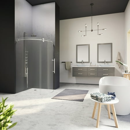 Round Shower Enclosure VIGO Sanibel 40 x 40 Frameless Round .3125-in. Clear Glass/Stainless Steel Hardware Shower Enclosure Right-Sided Door ()