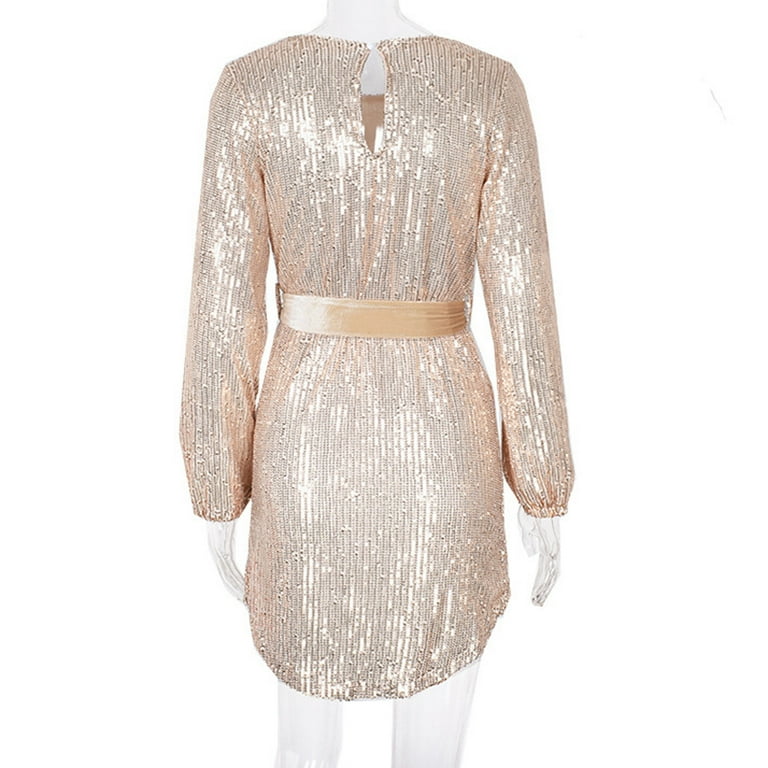 slim fit dress slacks Sweet Spark Rose Gold Sequin Square-Neck Midi Dress – Club L London main image 0