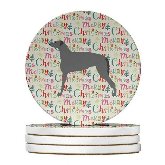 Scottish Deerhound Merry Christmas Large Sandstone Coasters Pack of 4 4 in x 4 in