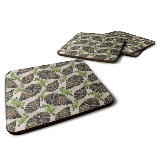 Watercolor Pine Cones Foam Coaster Set of 4