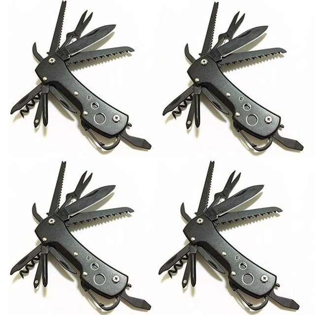 HLONK Lot de 4 Tabourets Multiples en Acier Inoxydable Pliables avec Serrure de Sécurité pour Usage Extérieur Noir