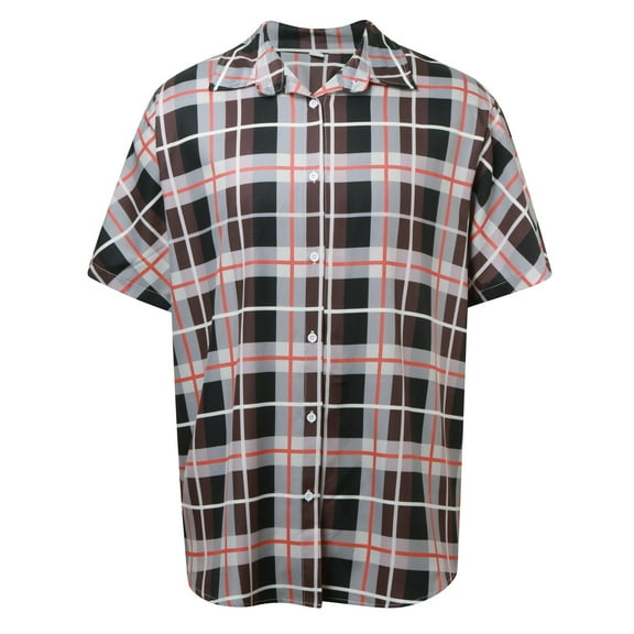 kamemir Men's Regular-Fit Short-Sleeve Poplin Shirt(Orange,M)