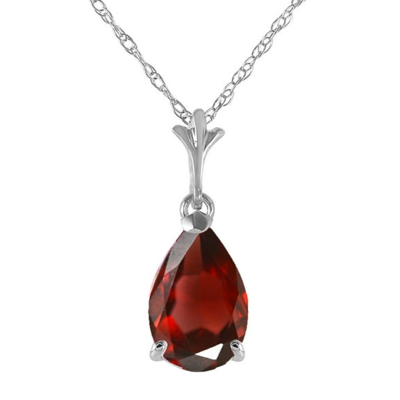 Galaxy Gold GG 14K White Gold Garnet Pendant Necklace - January Birthstone - Passion & Protection - 16" to 24" - Fine Jewelry for Women