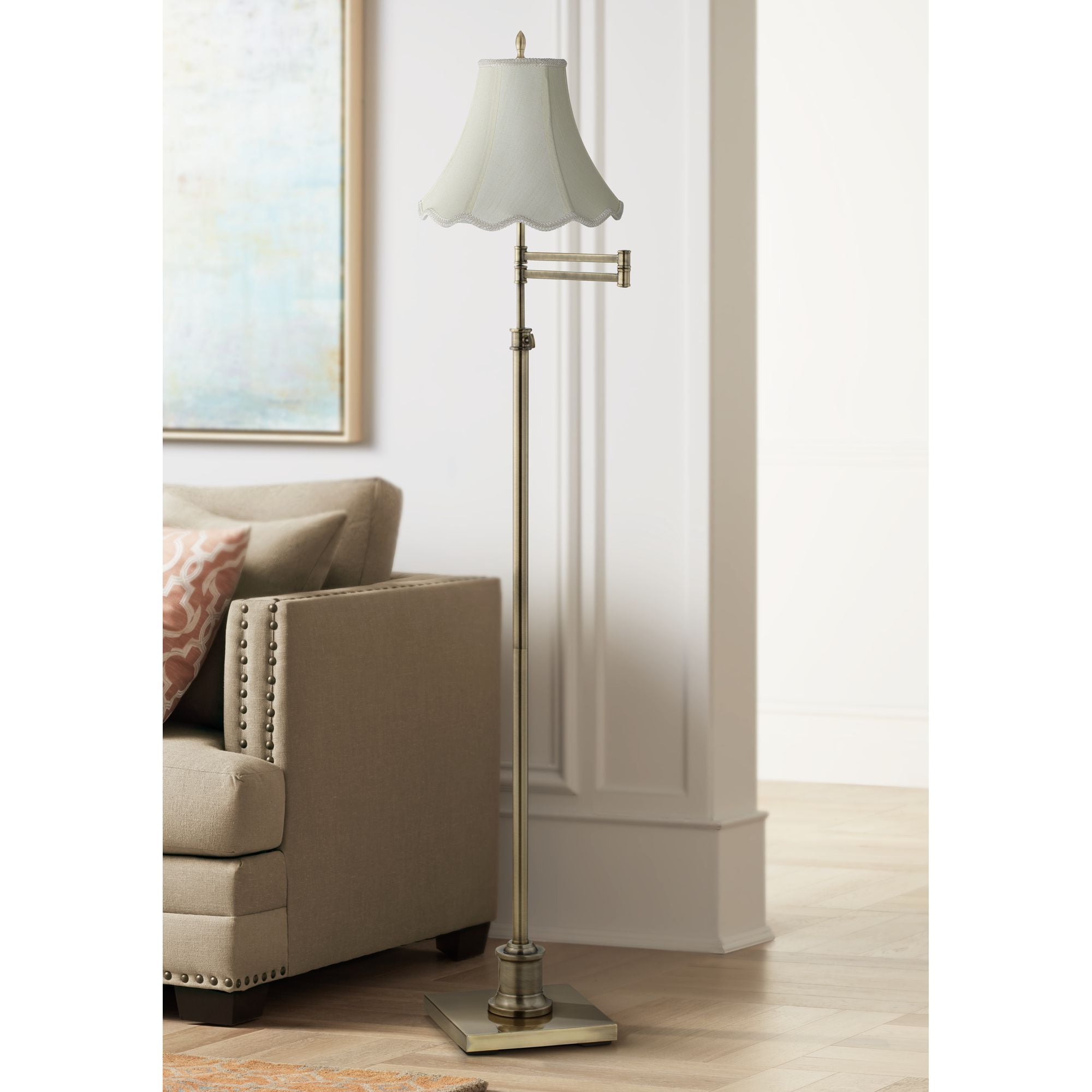 Imperial Shade Creme Small Scallop Bell Lamp Shade 5" Top x 12" Bottom x 10" Slant x 9.5 High (Spider) Replacement with Harp and Finial