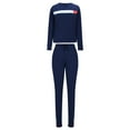 thumbnail image 4 of YOIAVAIOY Two Piece Sweatsuit Set Women Side Striped Pullover and Slim Fit Joggers Tracksuit Sets Causal Athletic Matching Set Blue XL, 4 of 9