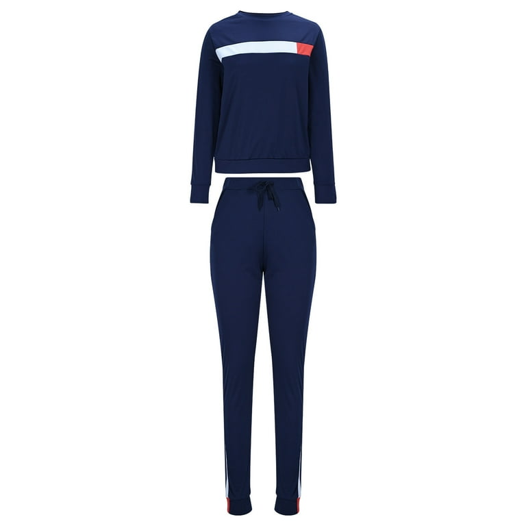YOIAVAIOY Two Piece Sweatsuit Set Women Side Striped Pullover and