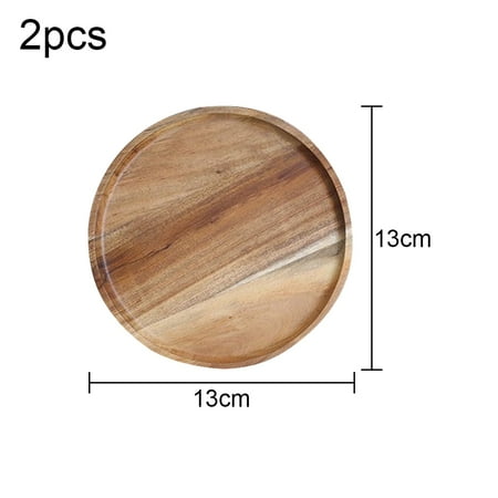 

2 Pack Acacia Wood Dinner Plates Round Wood Plates Easy Cleaning & Lightweight for Dishes Snack Dessert Paraugas
