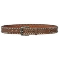 thumbnail image 3 of 1 1/2" Snap on Antique Silver Circle Metal Studded Distressed Leather Belt, 3 of 4