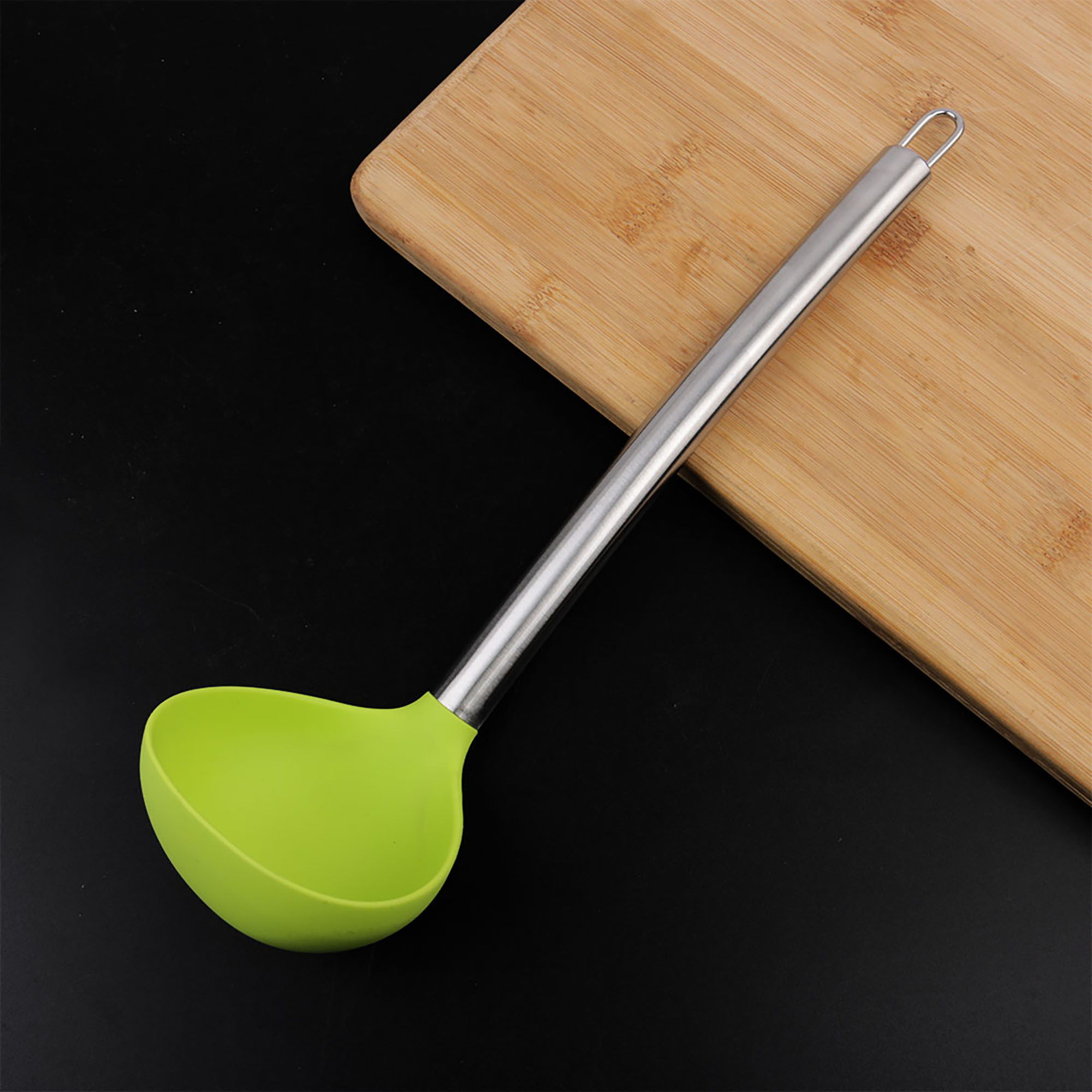12.4 Inch Silicone Soup Ladle Spoon Restaurant Stainless Steel Handle