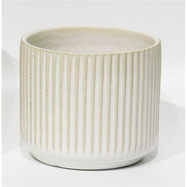 Beige & White Striped Planter