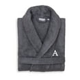 thumbnail image 3 of Authentic Hotel and Spa  Unisex Grey Turkish Cotton Terry Bath Robe with White Block Monogram, 3 of 4