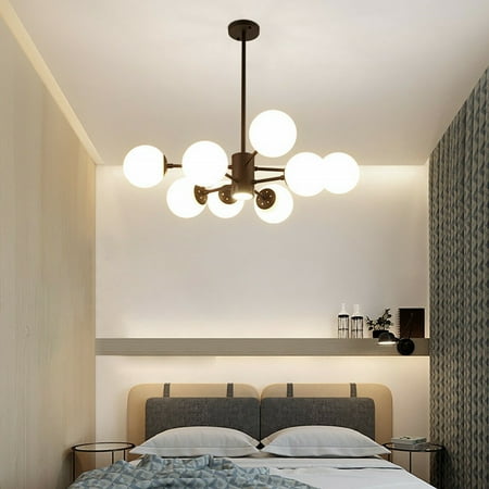 

Mkyiongou 8-Light Modern Sputnik Chandelier Frosted Glass Lampshade Fixture 120-220V