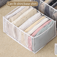thumbnail image 3 of 1 caja de almacenamiento para ropa y pantalones, organizador de ropa con 7 rejillas, lavable y plegable (gris), 3 of 6