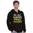 thumbnail image 5 of Play Hard Pray Hard Christian Faith Zip Up Hoodie Men's Women's Brisco Brands L, 5 of 6
