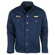 Polo Ralph Lauren Men's Herringbone Airforce Military Style Cotton Jacket Shirt (Navy, Medium)