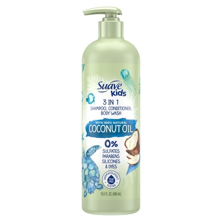 Suave Kids Natural Coconut Oil 3-in-1 Pump Shampoo + Conditioner + Body Wash - 16.5 fl oz