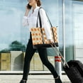 thumbnail image 5 of FORMRS Canvas Laptop Tote Bag for Women with 15.6" Computer Compartments Shoulder Handbag, Orange Checkered Pattern, 5 of 7