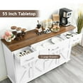 thumbnail image 2 of DreamCurship 55" Buffet Sideboard Cabinet, Kitchen Storage Cabinet with Doors, Modern Farmhouse Coffee Bar for Dining Room Living Room, White, 2 of 8