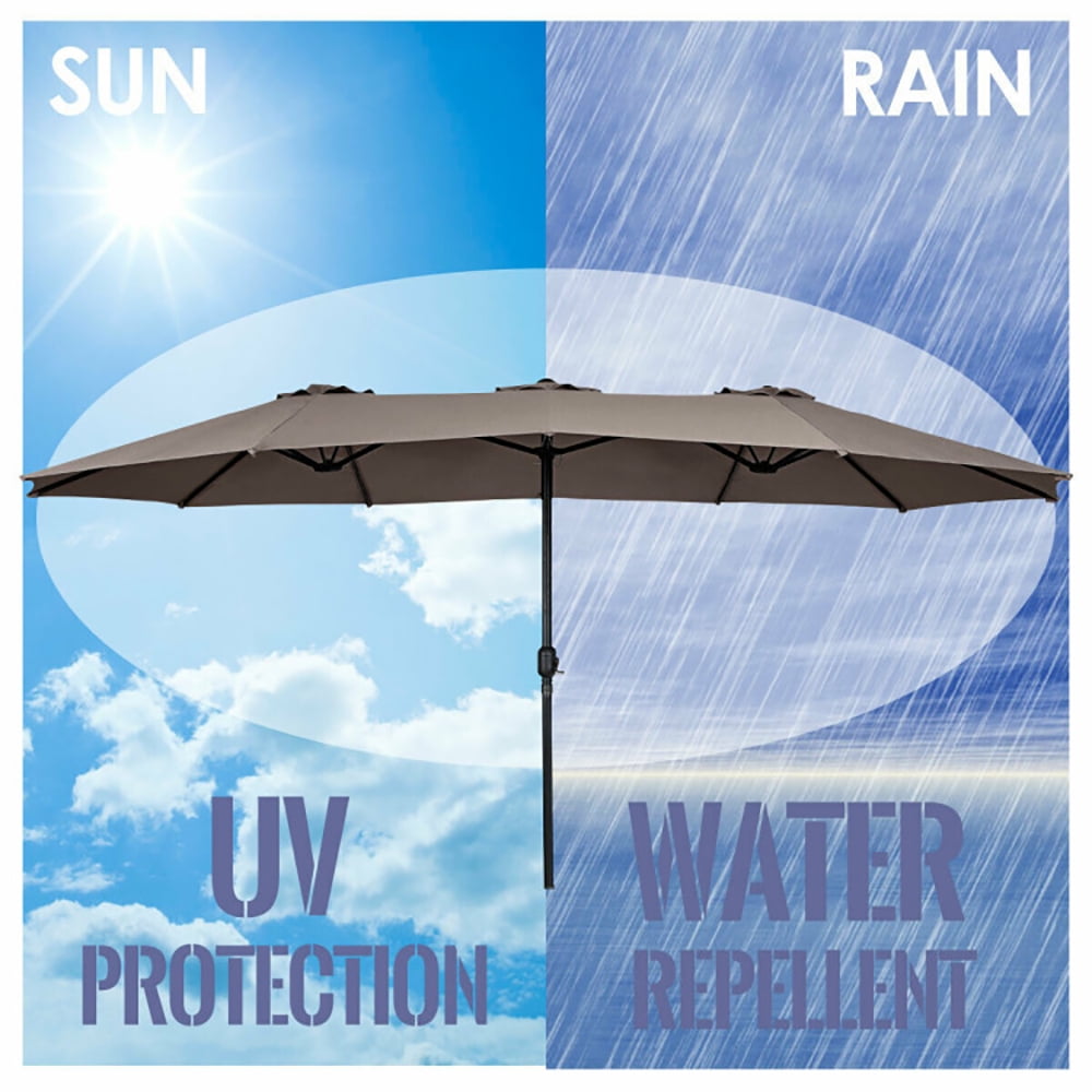 Aimee Lii 15 Feet Double-Sided Outdoor Patio Umbrella with Crank without Base, Outdoor Umbrellas for Patio, Beige