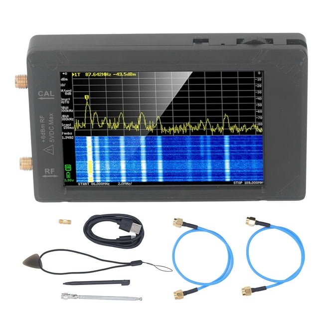 Analizadores de Espectro, Mini Analizador de Espectro Portátil 100k a 5.3G Generador de Señal del Analizador de Espectro de 4 Pulgadas para Tinysa 5V USB