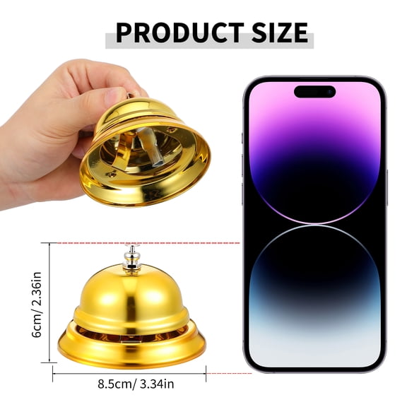 Mobestech Restaurant Service Bell Golden Metal Easy to Carry and Store