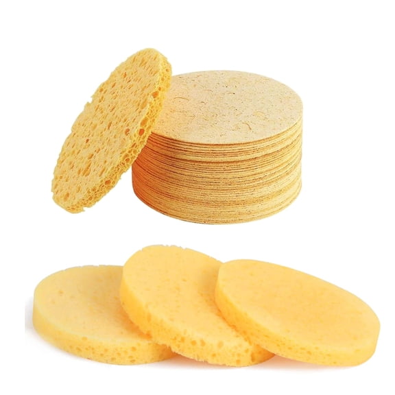 GoXteam 50-Count Heart Shape Compressed Facial Sponges, 100% Natural Cosmetic Spa Sponges for Facial Cleansing for Daily Home and Travel, Yellow