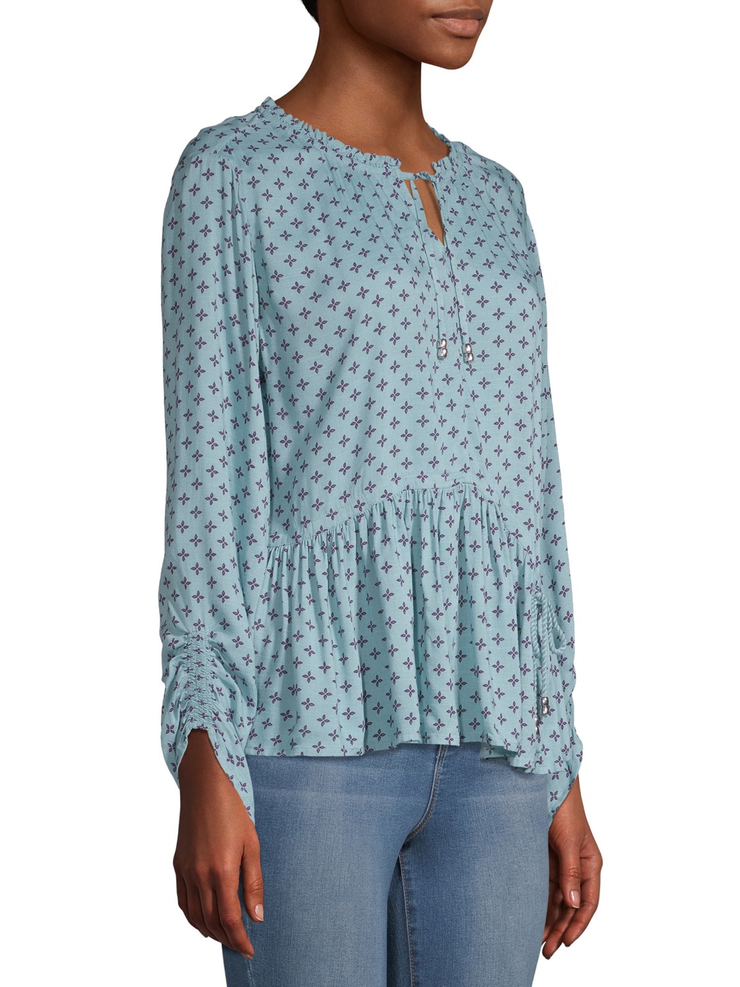 Time and Tru Women s Peasant Top Walmart