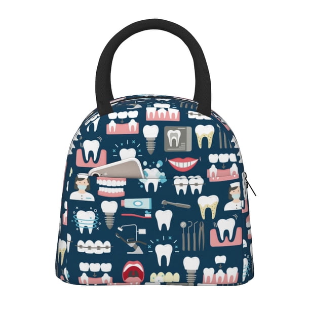 Easygdp Dental Bolsa de Almuerzo Insulada Grande, Forro de Aluminio, Diseño Espacioso, a Prueba de Fugas, Ideal para Trabajo, Picnics, Viajes y Actividades al Aire Libre