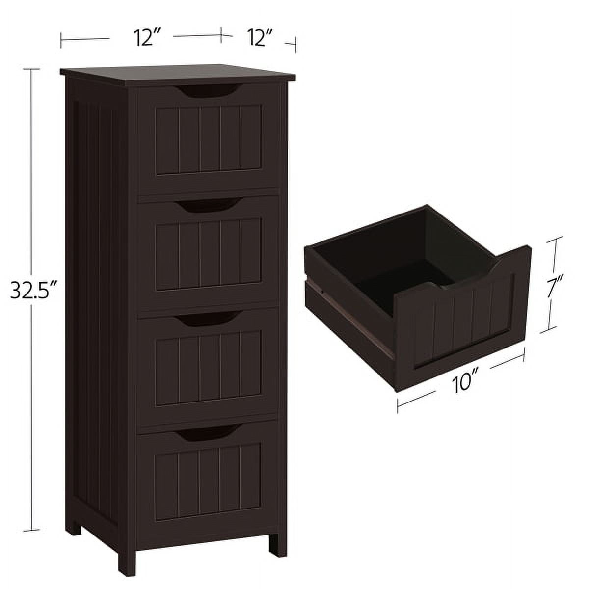 Easyfashion Wooden Storage Cabinet Organizer with 4 Drawers for Bathroom, Espresso, Brown