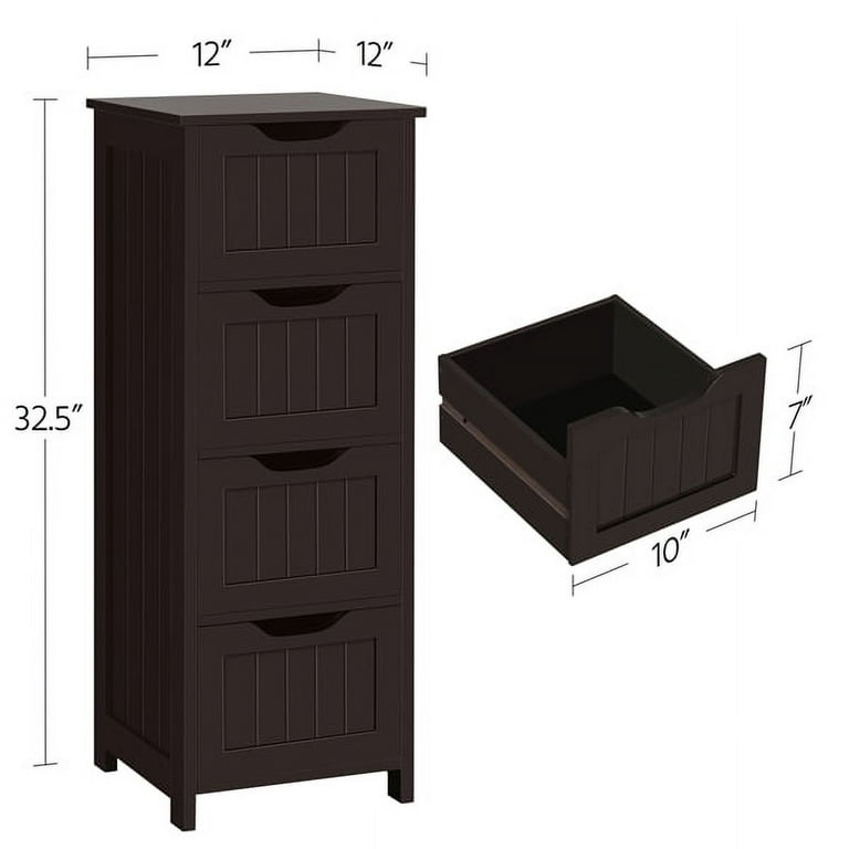 Easyfashion Wooden Bathroom Cabinet Bathroom Storage Unit with 4